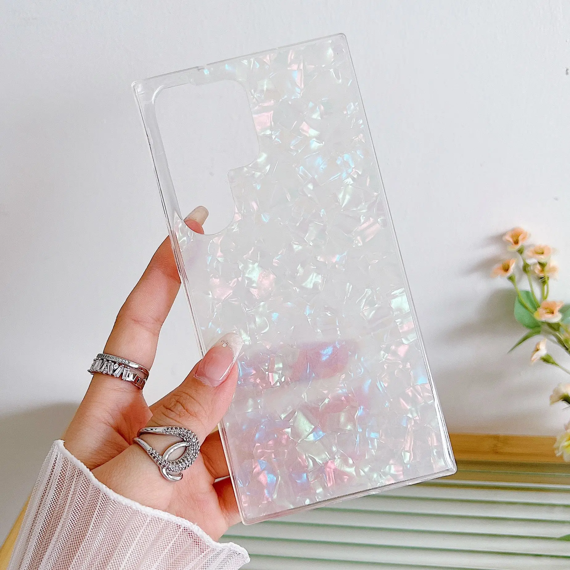 Dream Conch Texrure Glitter Case For Samsung Galaxy S23 S22 S21 S20 FE Note 10 20 Plus Ultra A54 A34 A14 A53 A13 A72 A52 A22 A71