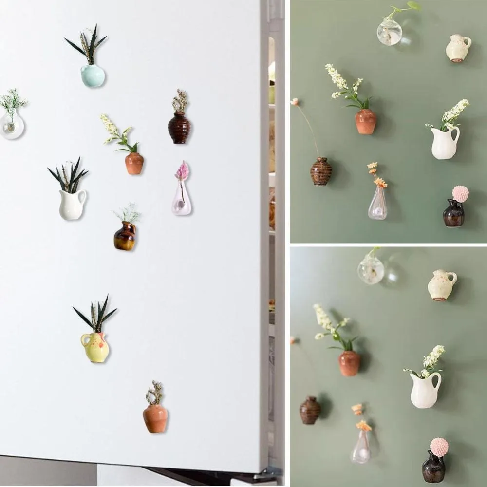 Simulation Mini Vase Fridge Magnets Whiteboard Decoration Durable Vase Magnets for Fridge Home Decor Creative