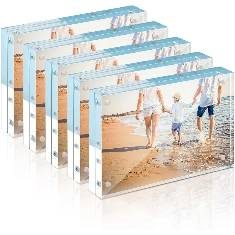 

TWING Acrylic Picture Frame 8x10, 5 Pack Premium Magnetic Picture Frame 20% Thicker Clear Picture Frame, Standing Double Sided