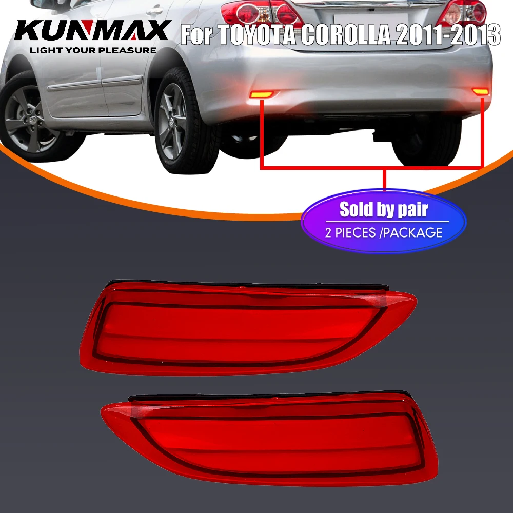 2 luces LED reflectoras para parachoques trasero de coche, para TOYOTA COROLLA 2011-2013 LEXUS CT200H, luces DRL traseras, accesorios de luces de freno