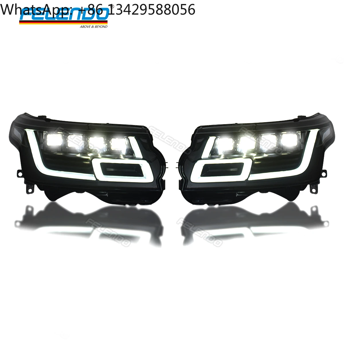 

FELENDO New Product 2018-2022 Upgrade Front Light Range a Rover Vogue L405 2013-2017 Retrofit 4LED Retrofit Plug &Play Headlight