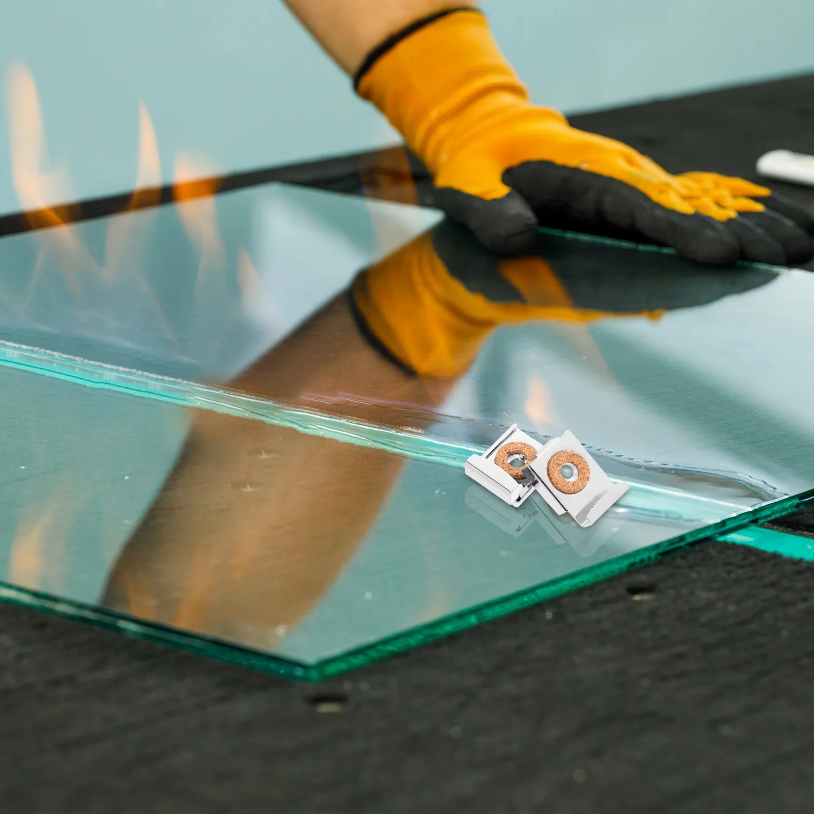 

4pcs Mirror Fixing Clips Heavy Duty Metal Glass Retainer Clamps For Frameless Wall Mounted Bathroom Makeup Mirrors Easy