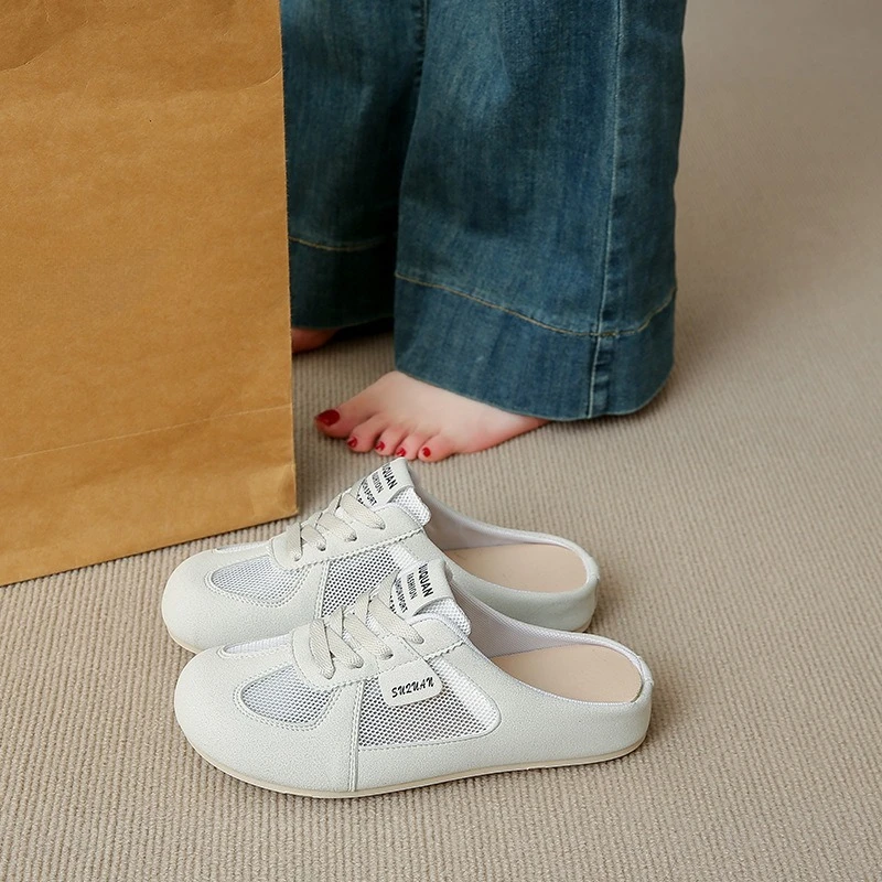 

Baotou Half Slippers Women's Outdoor Shoes 2026 Summer New Casual Sneakers Lazy Thin Soled White Shoes