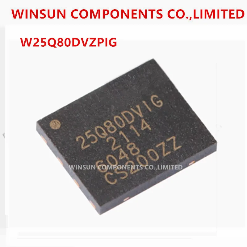 (10Piece)100% New Imported Original  W25Q80DVZPIG WSON-8 3V 8M bit serial flash memory