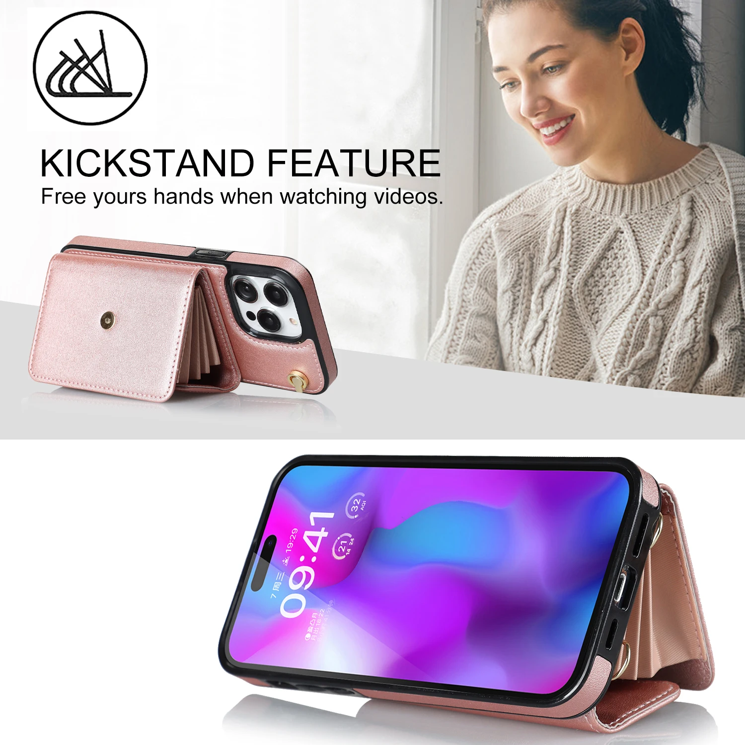 حافظة جلدية غطاء حماية لهاتف آيفون 14 برو 13 12 Mini 11 Pro Max XR XS Max 7 8 Plus SE حقيبة بطاقات قطرية فاخرة محمولة