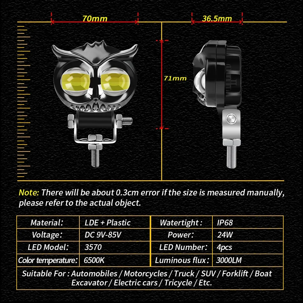 1/2PCS Motorcycle Dual Color Strobe Light Headlight Fog light 9V-85V 12W Projector Lens Spotlight LED Light Yellow white Flash