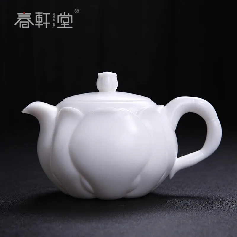 

Chunxuan Tang Blanc De Chine Plain Burning Teapot Lotus Pot White Jade Porcelain Kung Fu Tea Set Home Gift Boxed