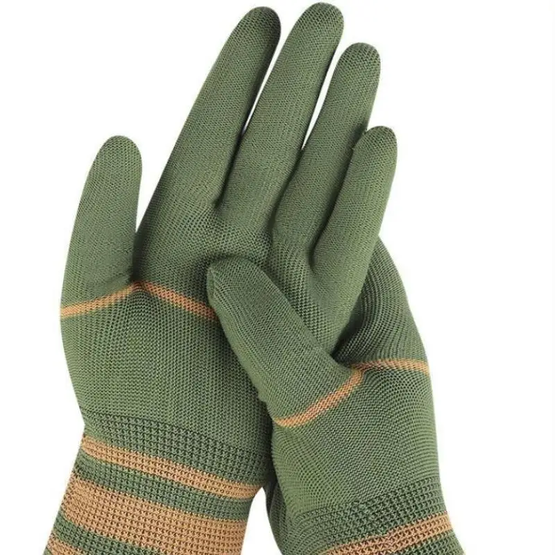 12 Paar Nylon-Arbeitshandschuhe, rutschfest, abriebfest, für Sicherheit und Schutz, geeignet für Männer und Frauen, für den Einsatz im Baugewerbe, in Lagerhallen und in der Industrie. – Detail 4
