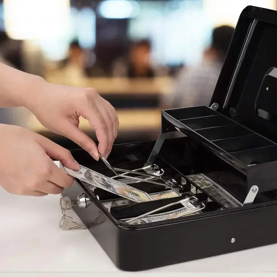 Double-Layer Metal File Cabinet Durable Cash Storage Box for Shopping Mall Supermarket Convenience Store Drawer Organization