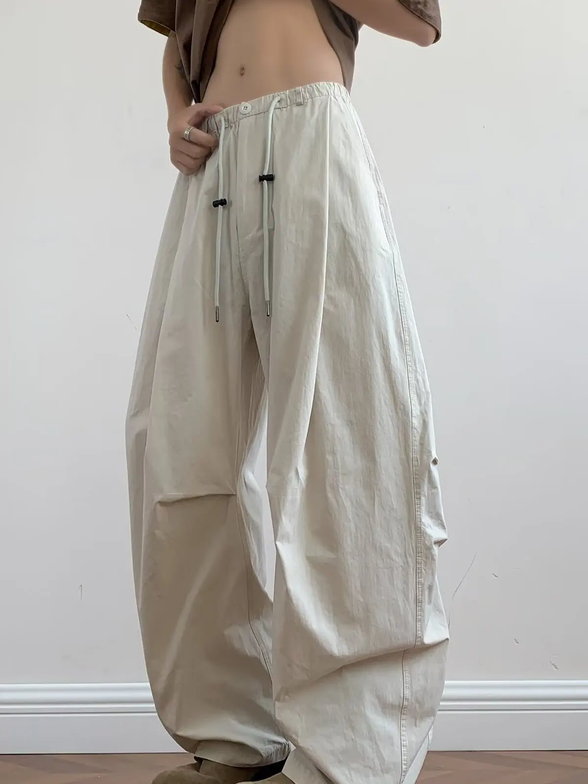 

Мужские летние повседневные брюки American Sle Qui Dry с широкими плиссированными штанинами, свободного кроя, в винтажном стиле, прямые, для комфортного отдыха