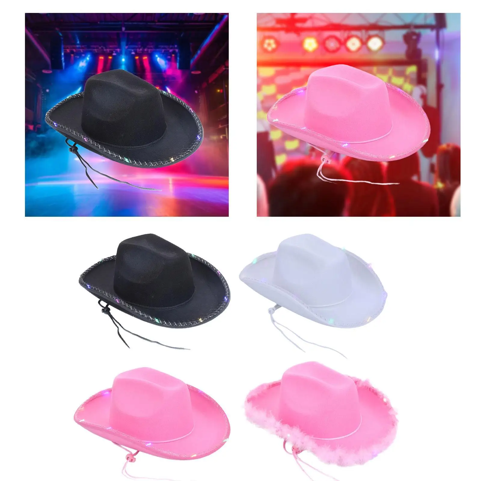 قبعة راعية البقر النسائية مع قبعة رعاة البقر ذات حافة واسعة خفيفة مع حبل الرياح #3