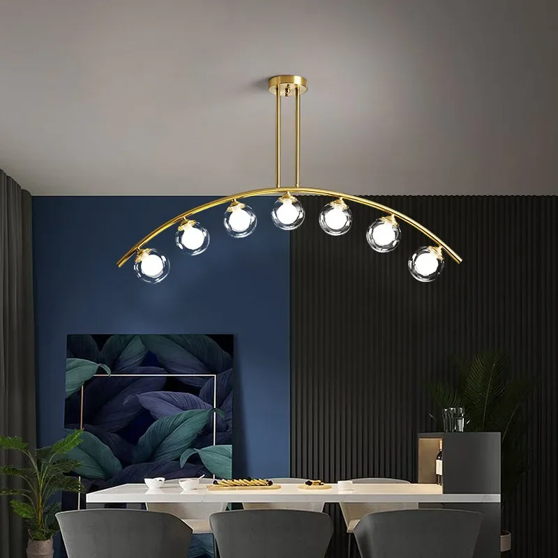 Modern Glass Ball Led Chandelier for Restaurant Food Tables Kitchen Study Pendant Lights Home Decor Hanging Light Fixture