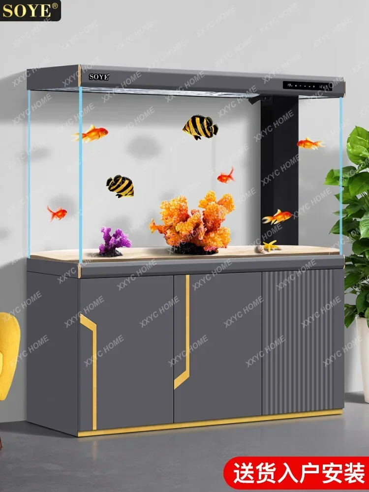 Fish tank living room large aquarium entrance partition intelligent ultra-white household screen armario joyero con espejo