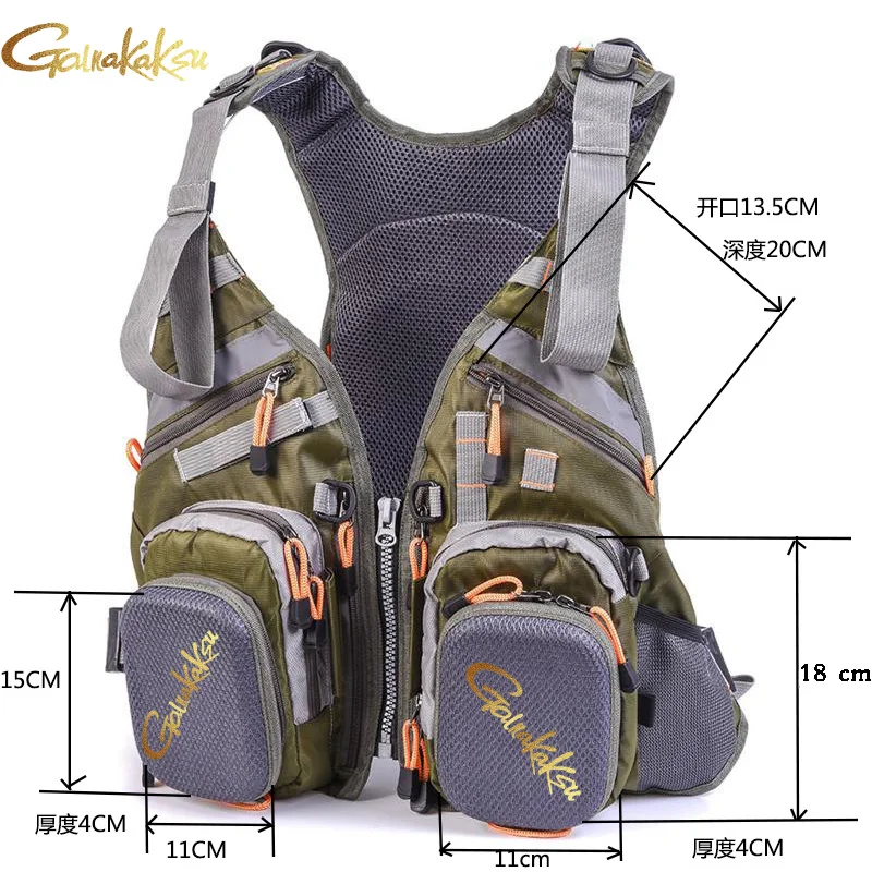 Imagem -06 - Multifuncional Pesca Colete Salva-vidas Grande Flutuabilidade Marca Mochila Multi-bolso