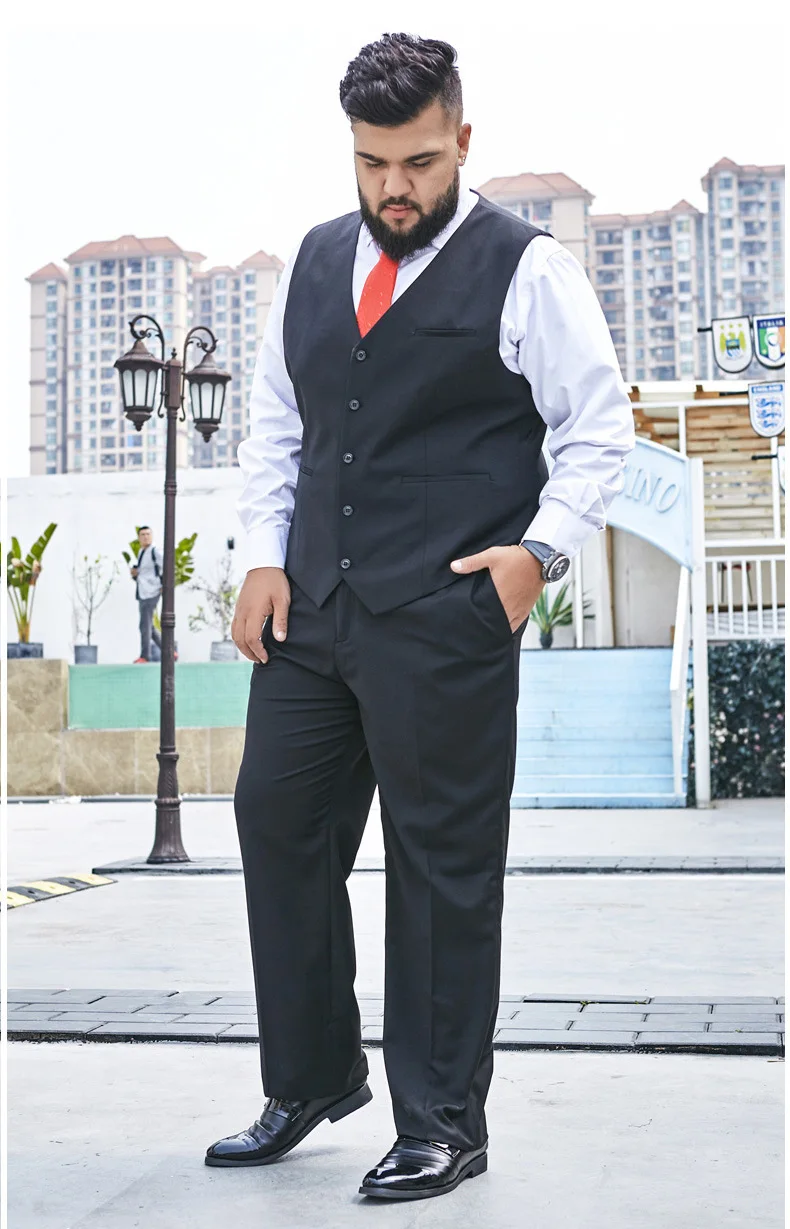 2023 Plus Size Suit Vest Men Solid Color Single Breasted Waistcoat For Host Groom Groomsmen Grey Black Navy Waist Coat 9XL