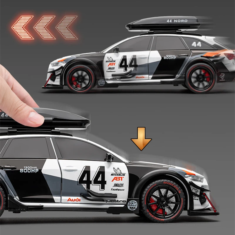 1/24 Audi RS6 Avant Station Wagon Alloy Track Racing Car Model Diecast Metal Sports Car Vehicles Model Sound Light Kids Toy Gift