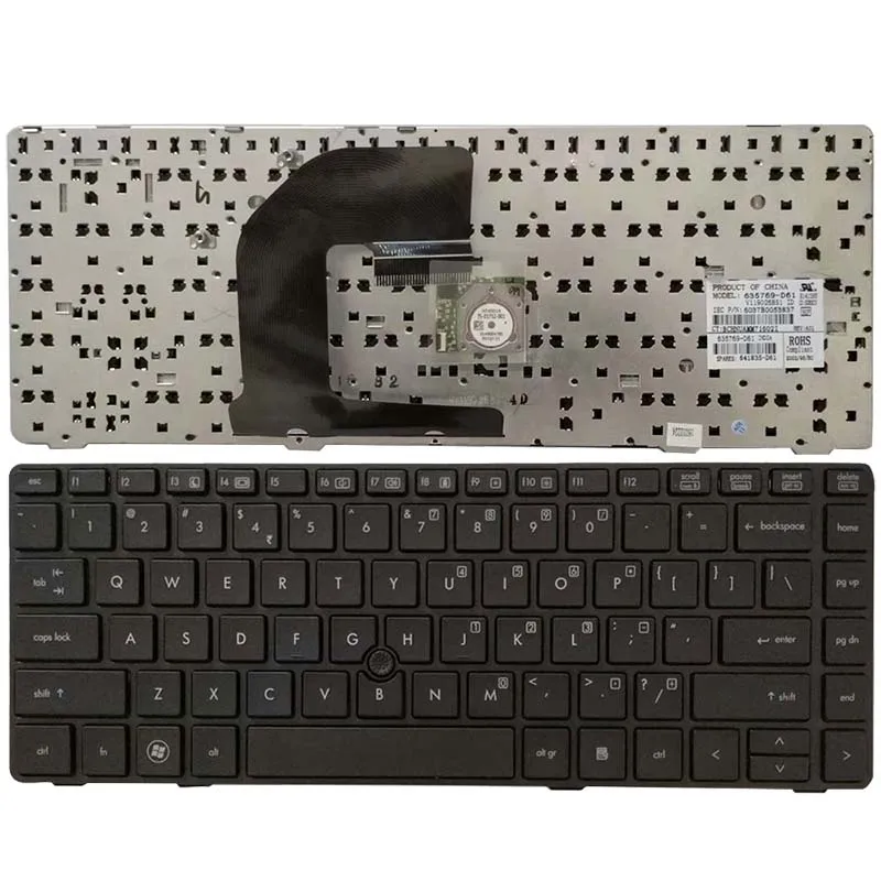 US laptop Keyboard For HP 8470B 8470P 8470 8460 8460p 8460w 6460 6460b 6470 silver/black frame With pointing stick