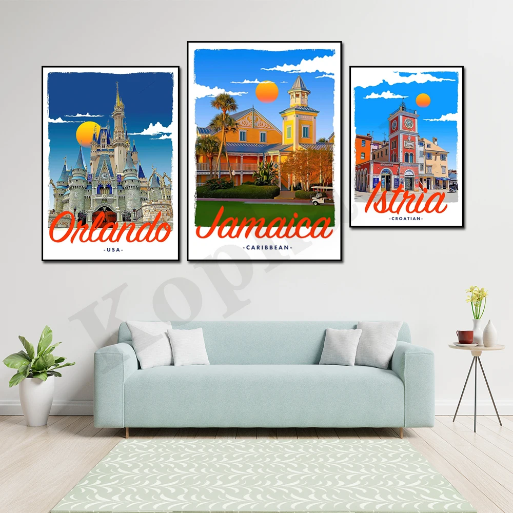 إيبيزا ناكسوس كاريبي أبوليا أنطاليا استريلا أورلاندو بينيكاسيم. مشهد السفر في المدينة. ديكور المنزل قماش اللوحة