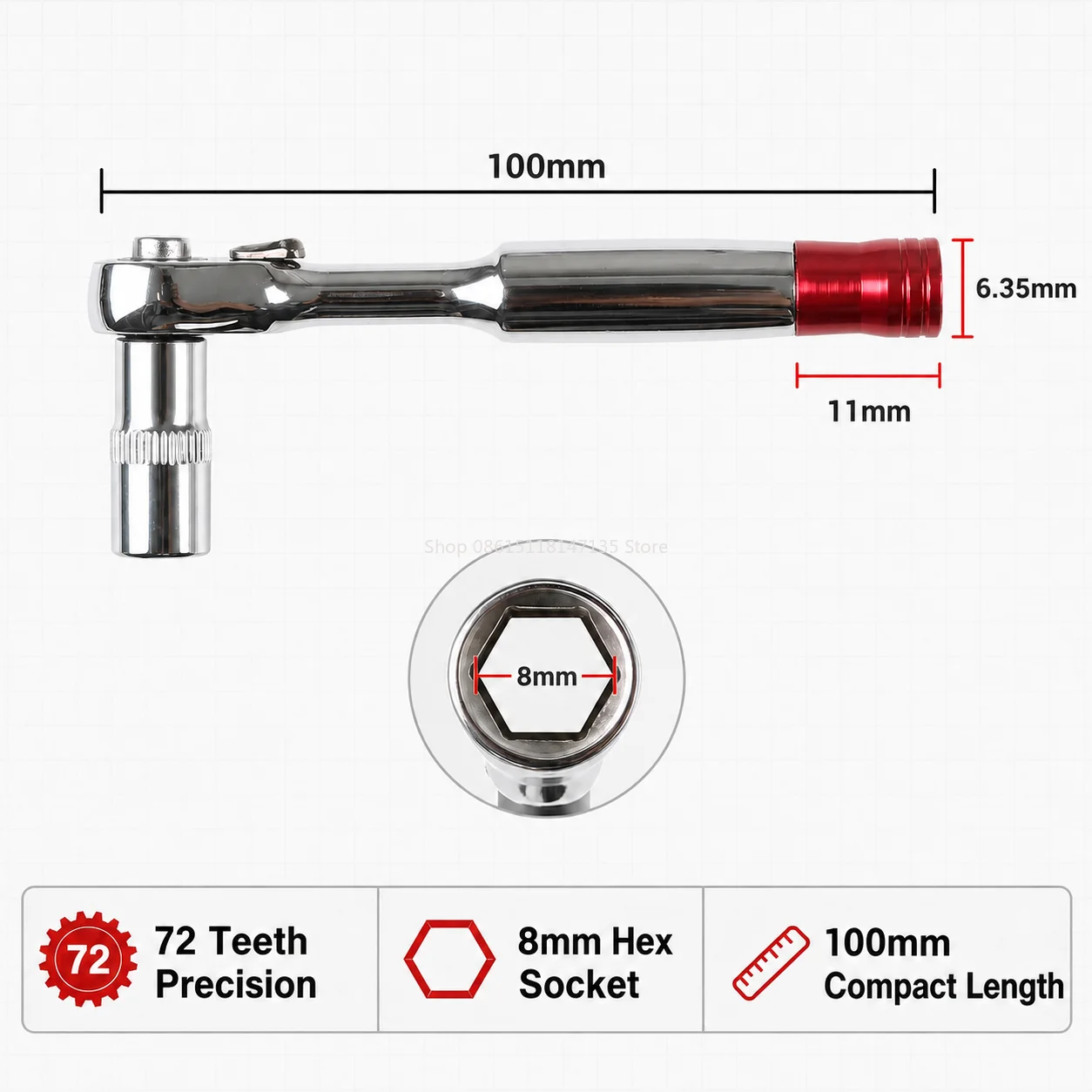 8mm Hex Socket Propeller Removal Tool with 1/4 Inch Drive Prop Wrench for 2207 2306 Brushless Motors FPV Racing Quadcopter view 3