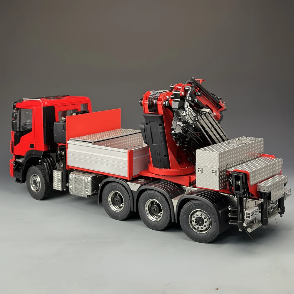 Camión F1650 grúa 8x8, camión de Control remoto hidráulico 1/14, modelo de Metal, maquinaria de ingeniería, caja de 3 engranajes, camión grúa, modelo de juguete para niño
