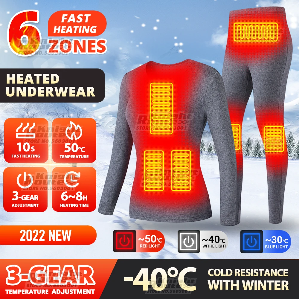 

6 Areas Winter Jacket Heated Men's Heating Jacket Fleece Thermal Underwear Women's Clothing Motorcycle Jacket Long Moto Johns