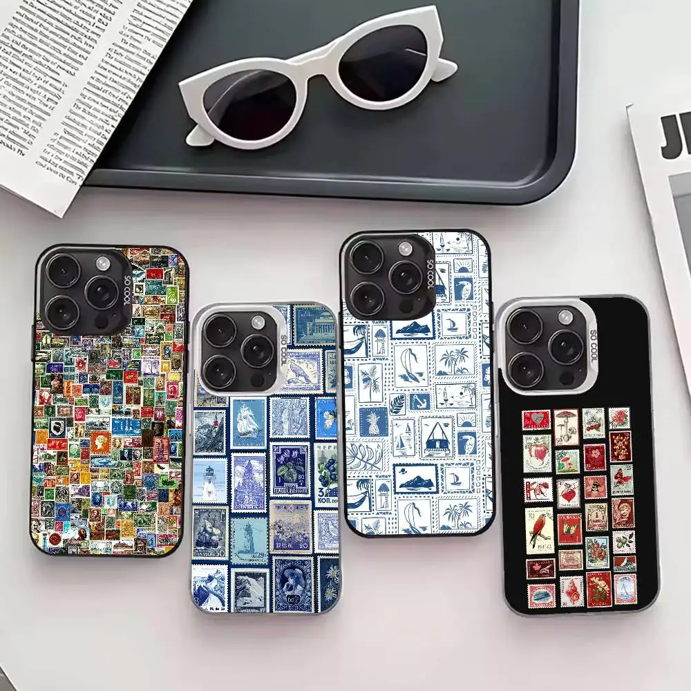 

S-Stamp P-Pattern Phone Case For iPhone 17,16,15,14,13,12,11 Plus,Pro Max,XS,Colored silver phone case