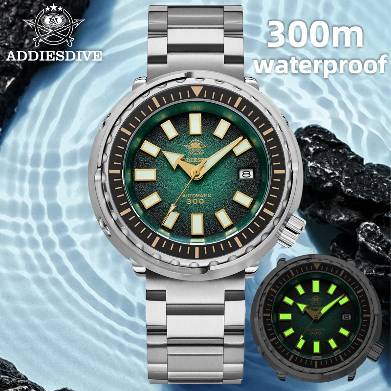 

ADDIESDIVE NH35 Mechanical Watches Stainless Steel 300m Waterproof Dive Automatic Watches AD2090 reloj hombre Luminous Men Watch