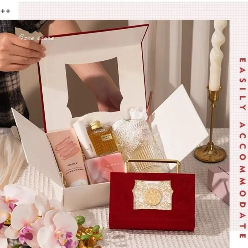 Europäische Barock-Wildleder-Geschenkbox, aufklappbare Handverpackungsboxen, doppelt öffnende Metallgriff-Süßigkeitenboxen – Detail 17