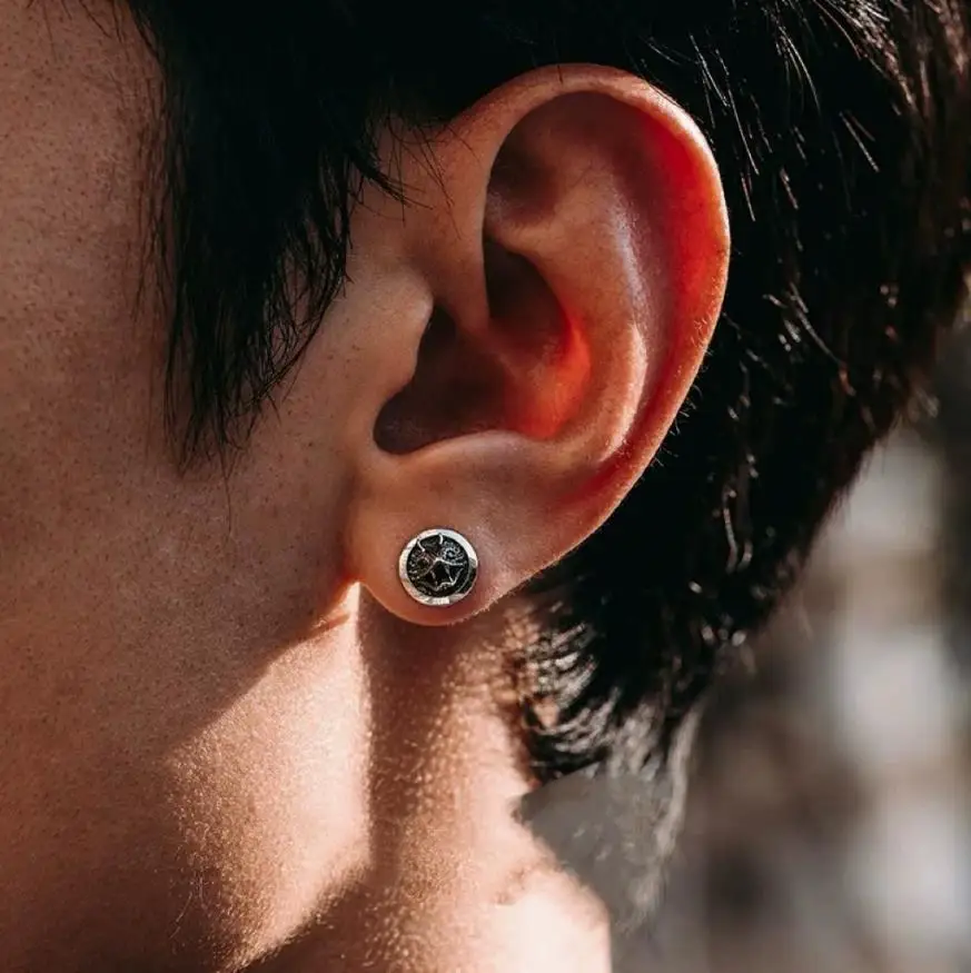 الرجعية الأفعى أقراط للرجال أنيق وراقية ثلاثي الأبعاد بيثون القرط العصرية التايلاندية الفضة الأذن مربط KOFSAC #4