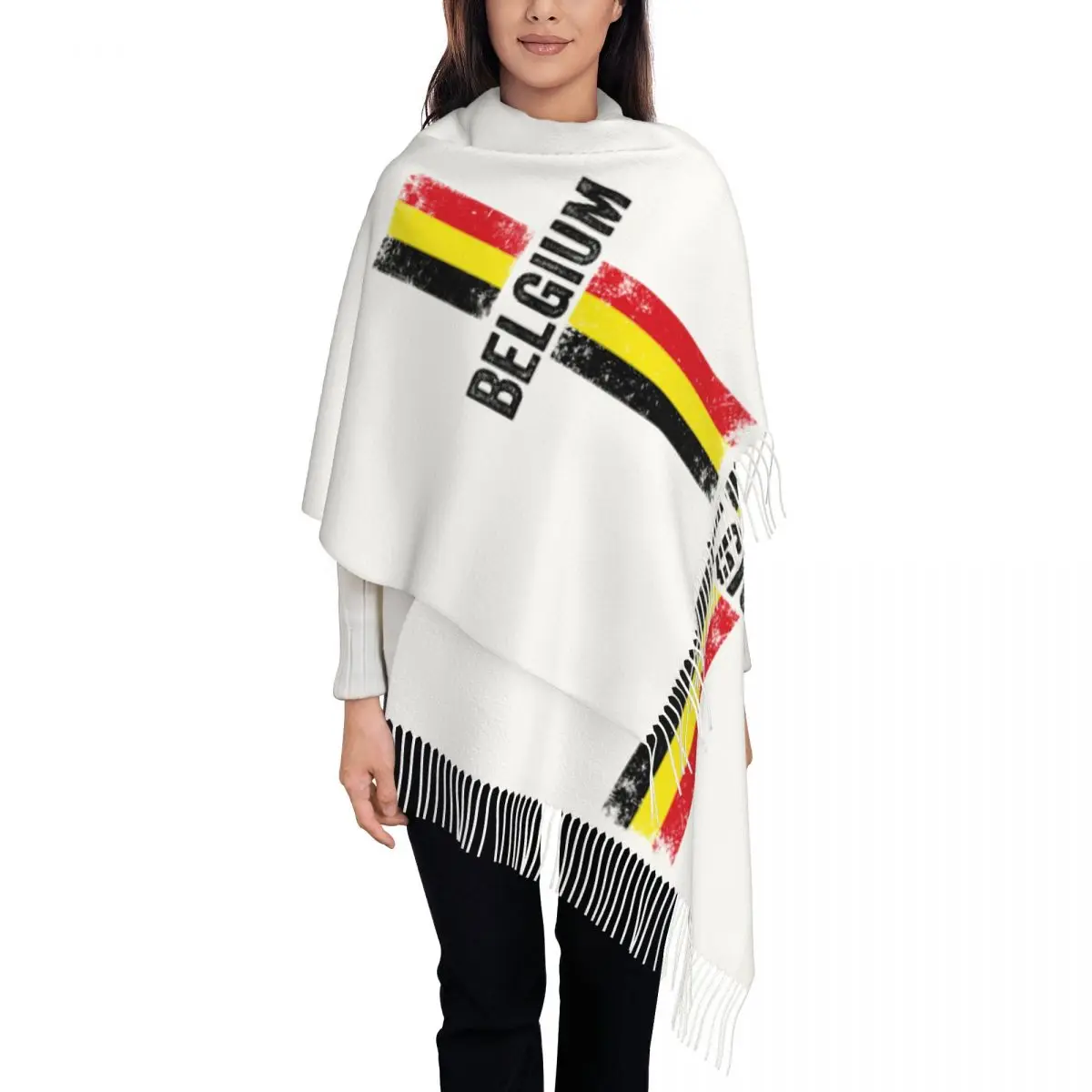 

Шарф с флагом Бельгии на заказ для мужчин и женщин, зима-осень, теплые шарфы, патриотическая шаль для гордости