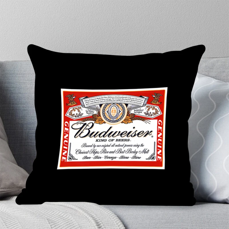 Comfortable pillow room bedroom office coffee shop car pillow living room Budweiser pillowcase Fashion logo Home Decor 45X45cm