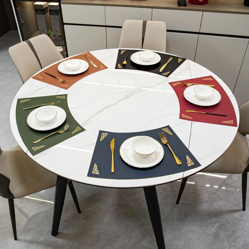 حصيرة طاولة جلد مفرش طاولة للطاولة على الطراز الصيني بألوان مزدوجة حصيرة مانعة للإنزلاق لمكان المطبخ سجادة حامل أكواب مفرش طاولة