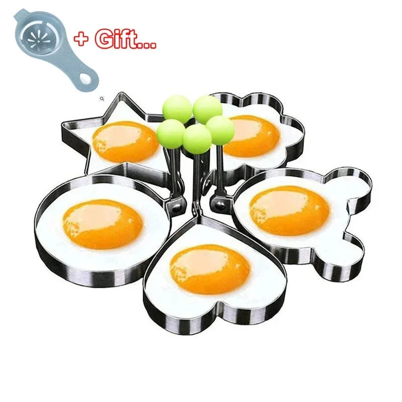 

1/5PCS Stainless Steel Round/Heart/Flower/Five-Pointed Star And Mouse Shaped Egg Baking Mold Ring Cooking Tools Kitchen Utensil