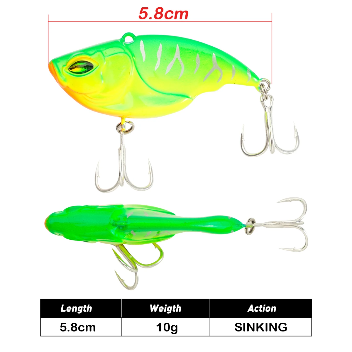 Sinking Fishing Lure Rattle Vibration Artificial Hard Bait 5.8cm 10g VIB Fishing Lure Jerkbait Noisy Wobblers For Pike Bass