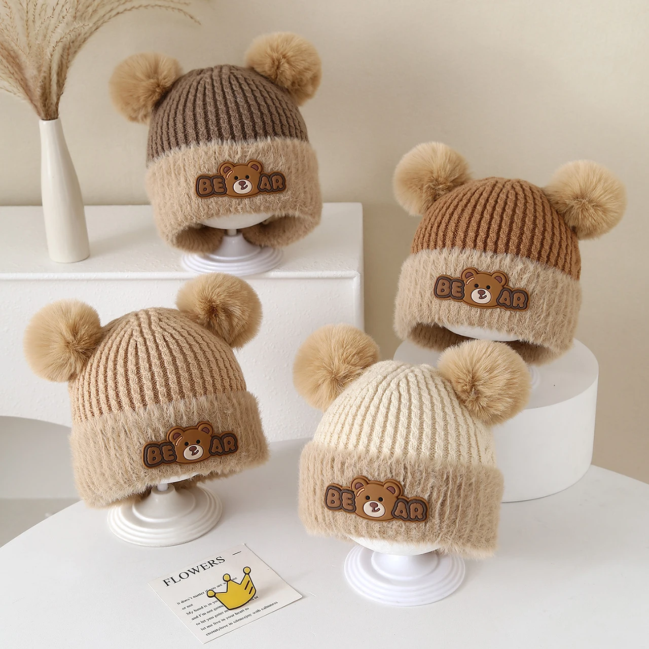Cute Bear Plush Ear Protection - Knit Beanie Hat Warm review and price