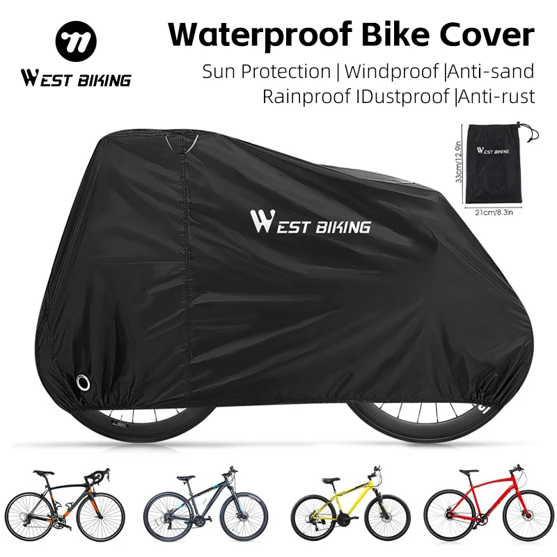 WEST BIKING Wasserdichte Fahrradabdeckung UPF50+ UV-Sonnenschutz Anti-Sand Staubdicht Tragbare Aufbewahrungsfahrradabdeckung für MTB Rennrad