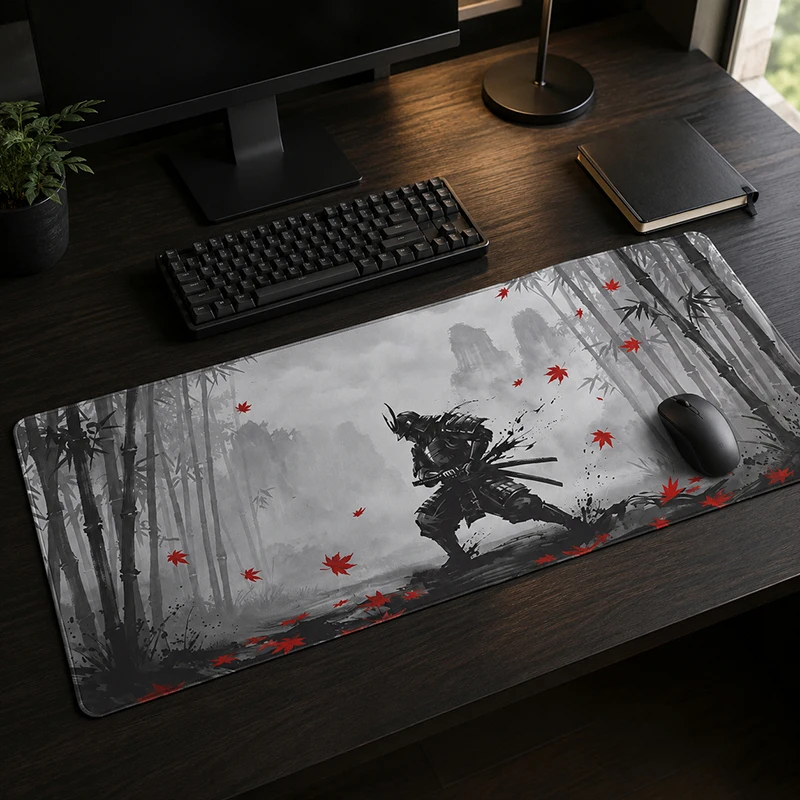 Ink Bamboo Forest Samurai Mouse Pad Gaming printon demand Custom Large Home Mousepad XXL Soft Laptop Desktop Mouse Pad