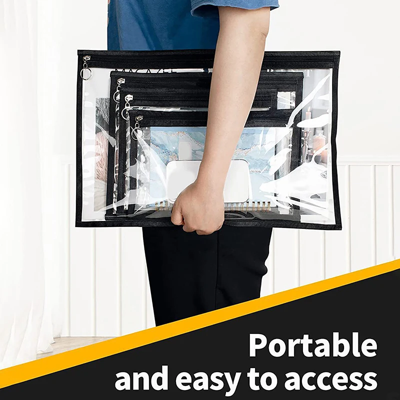 حقيبة مستحضرات التجميل بسحاب أسود شفاف للنساء أثناء السفر وحامل فرش المكياج ومنظم وحقيبة يد لأدوات الزينة #3