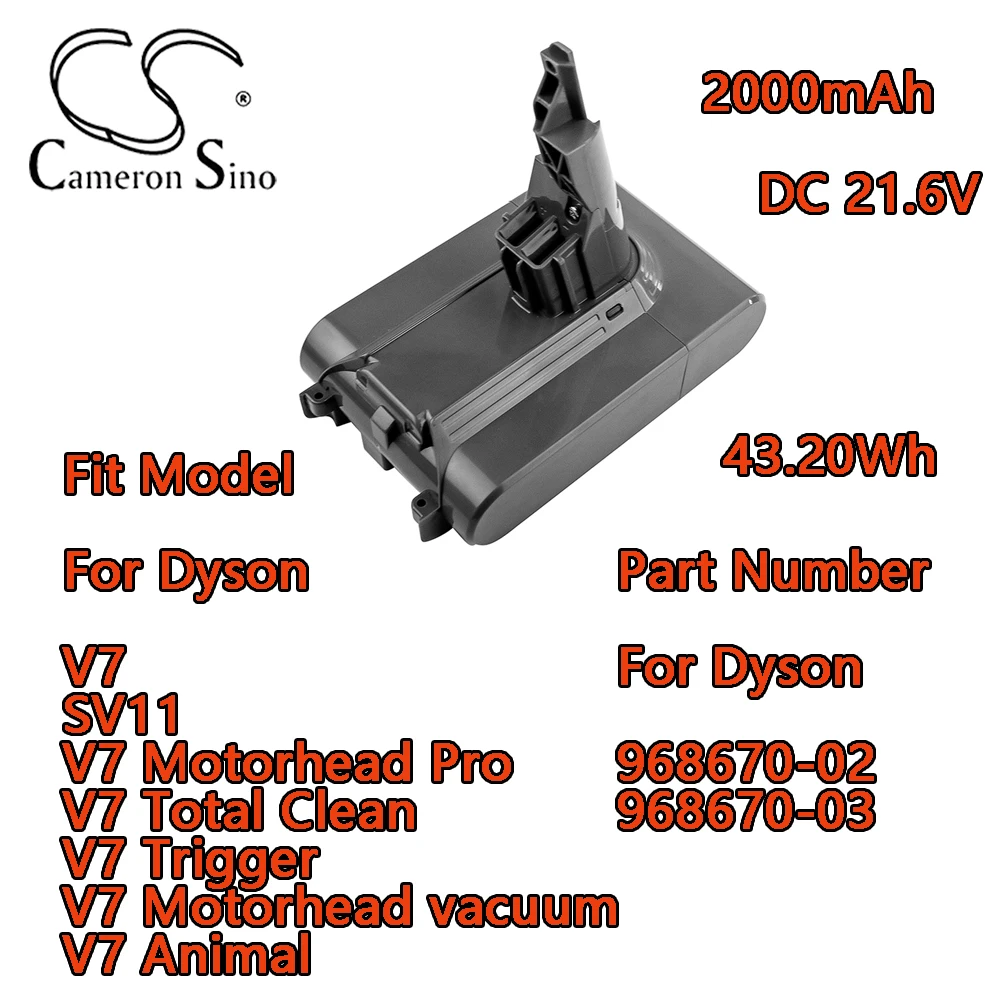 

Vacuum Battery For Dyson V7 SV11 V7 Motorhead Pro V7 Total Clean V7 Trigger V7 Motorhead vacuum V7 Animal 968670-02 968670-03