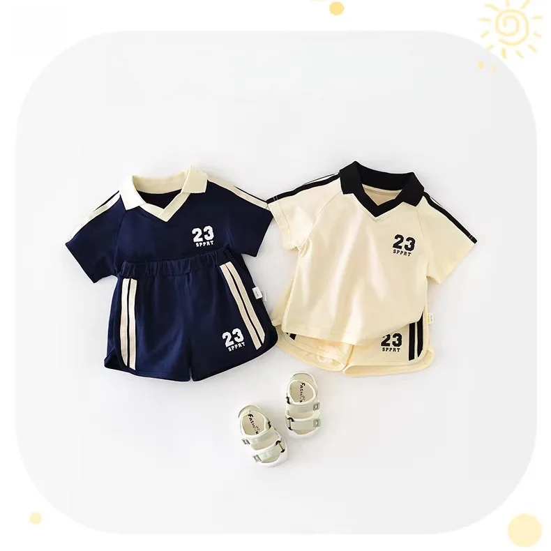 

Детские комплекты для мальчиков и девочек, комплект спортивной одежды с короткими рукавами, новая летняя детская футболка и шорты, комплект из двух предметов