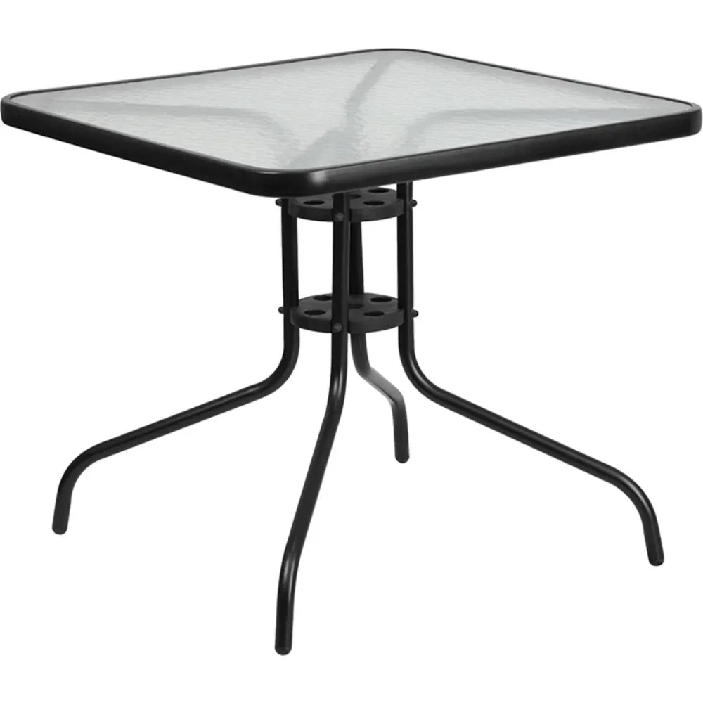 31.5'' Square Tempered Glass Metal Table - Stylish & Durable Furniture for Modern Living