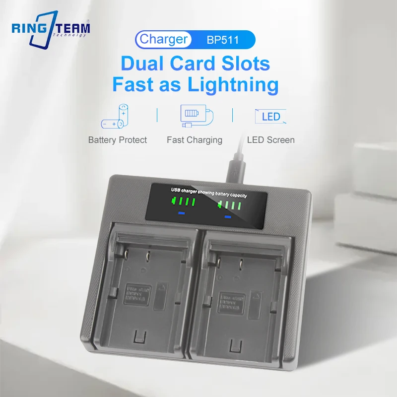 BP-511A BP511A BP-511 BP511 بطارية LCD USB المزدوج شاحن لكانون EOS 40D 5D 50D 20D 300D 10D 30D 5D مارك I