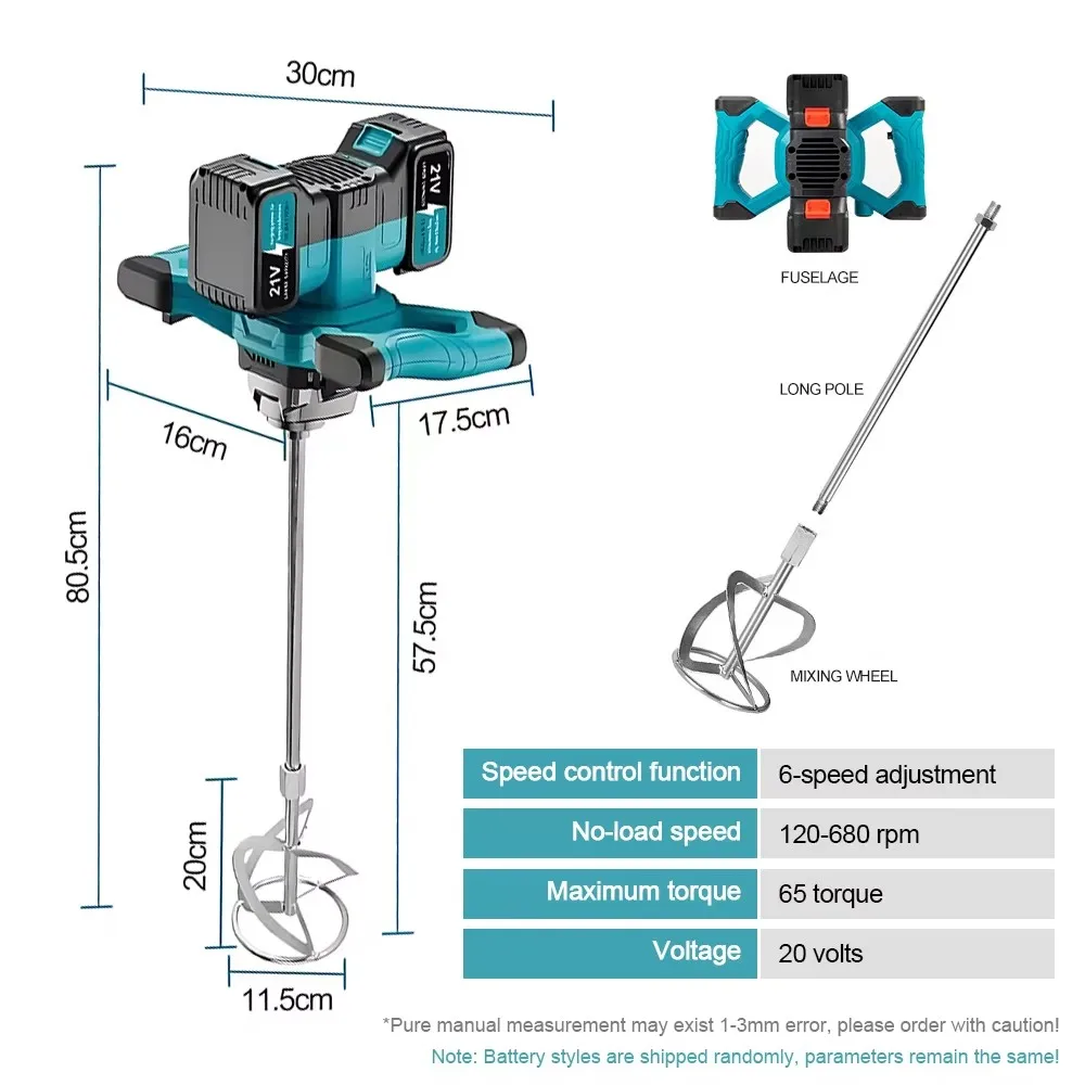 خلاط الخرسانة الكهربائية المحمولة المحمولة خلاط الاسمنت الخرساني 6 سرعات آلة خلط الجص والجص أداة تقليب الطلاء #4
