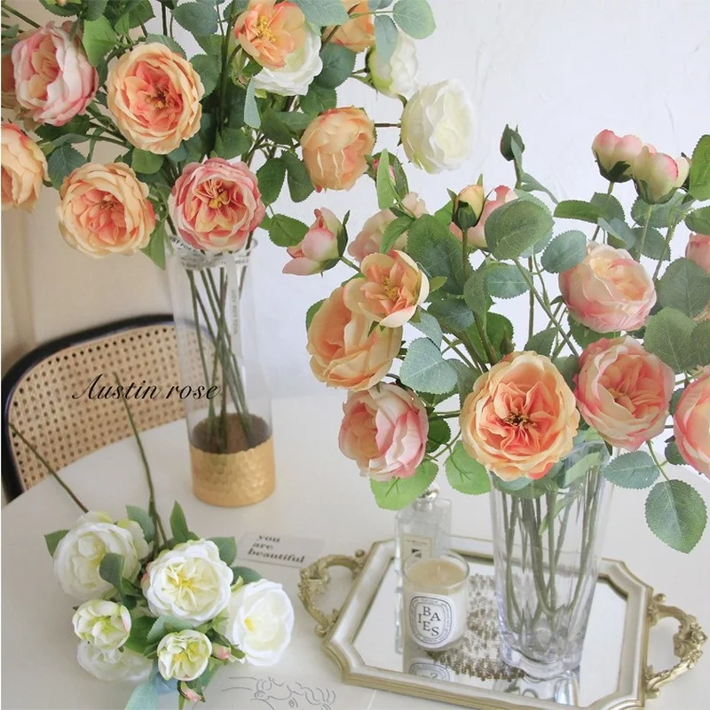 

Artificial Flower Austin Rose Bouquet Wedding Party Decoration Living Room Bedroom Decoration Simulation Flower Home Decoration