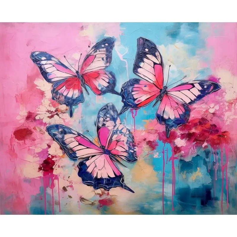 

GATYZTORY Painting By Number Pink Butterfly Paintings With Frame Included Animal Paint On Numbers For Home Decoration 60x75cm