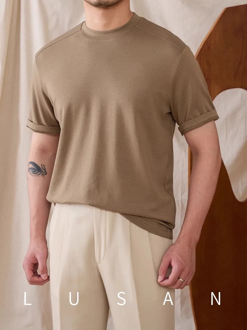 

Men's Summer T-Shirt | Cotton Blend Breathable Top | Slim Round Neck Tee | Skin Friendly Drape Casual Shirt