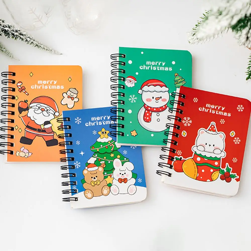 4Pcs/set Detachable Christmas Coil Notepad Thickened Cartoon Loose-leaf Notebook Cute Side-flip Coil Book Christmas Gift