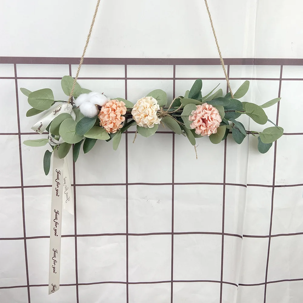 

Artificial Rose Vine Green Eucalyptus Leaves Hanging Wall Welcome Door Ornaments Home Living Simulation Silk Flower Decor