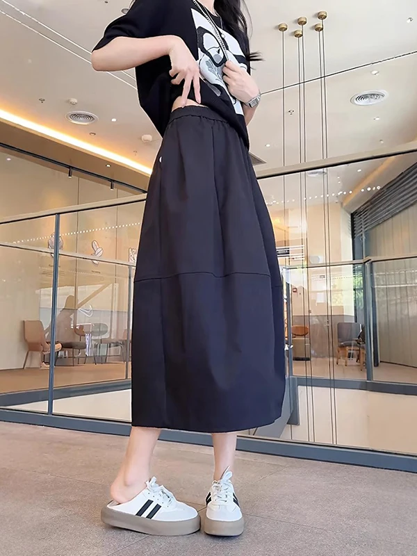 

Женская юбка-трапеция с высокой талией больших размеров (до 300 фунтов), повседневная, осенне-зимняя, средней длины, прикрывающая бедра