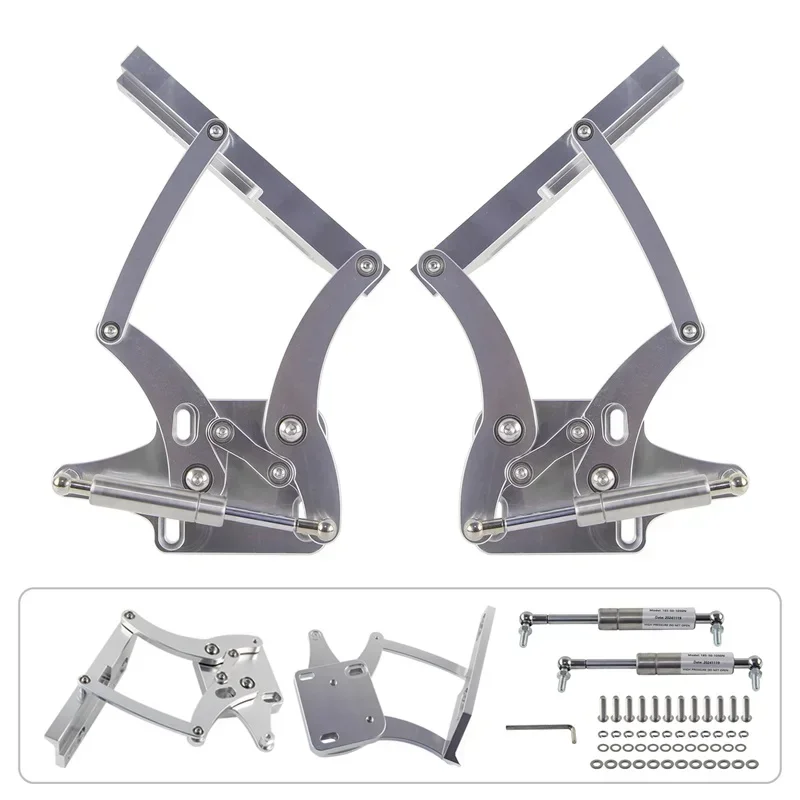 Linker en rechter zijde motorkap scharnier set paar voor Ford Mustang 3.3L 4.1L 4.7L 5.0L 5.8L 6.4L 7.0L 1967-1969 Zilver CNC Aluminium